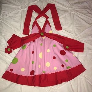 ADORABLE girls pink & red polka dot halter dress